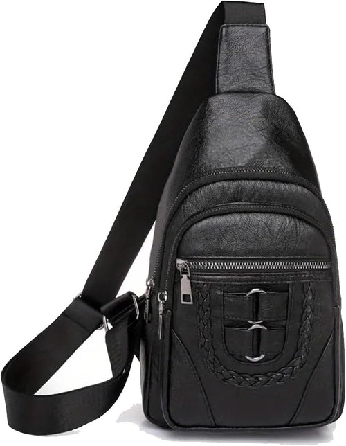 Women Multi-Pocket Vegan Vintage Leather Braided Crossbody Backpack